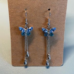 Blue butterfly gemstone earrings